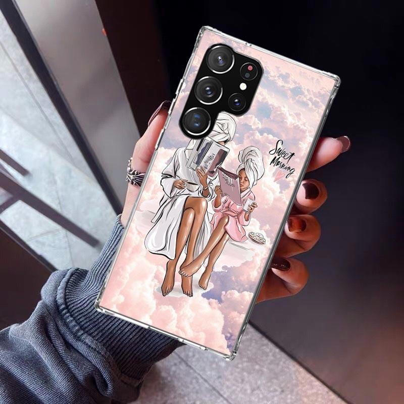 Girl Super Baby Mom Pink Phone Case For Samsung Galaxy S23 S24 S25 Edge S26 Ultra S22 + S21 Plus S20 FE Cover Silicone Print She