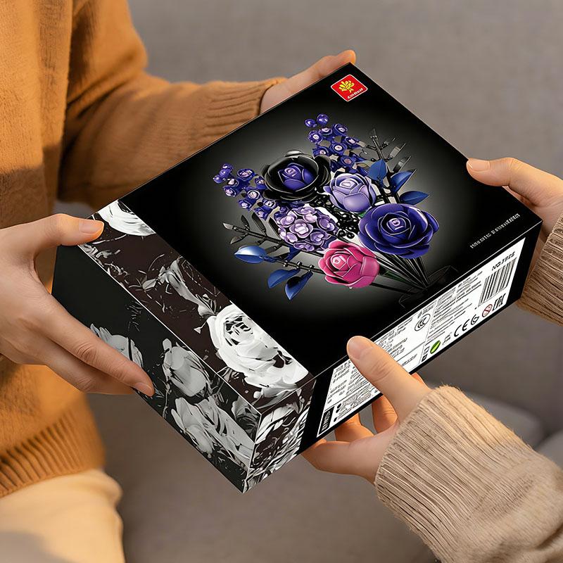 Creative 865Pcs Romantic Rose Flowers Bouquet Building Blocks DIY Peony Eternal Flower MOC Bricks Toys For Girls Valentine Gifts