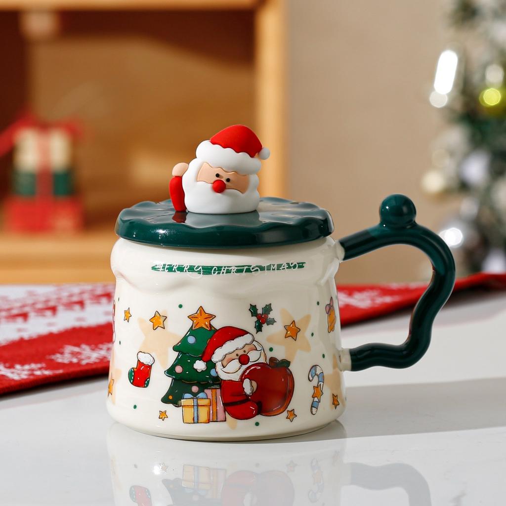 New Christmas Gift High Value Gift Set Mug with Lid Large Capacity Household Souvenir Ceramic Cup