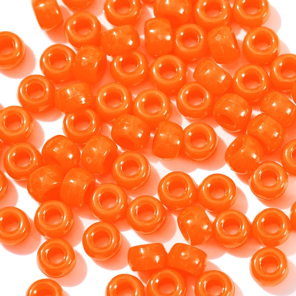 TX40 100Pcs 9mm Colors Minimalist Multicolor Rotundity Acrylic Big Hole Spacer Beads DIY Craft Kid Necklace Bracelets Accessory