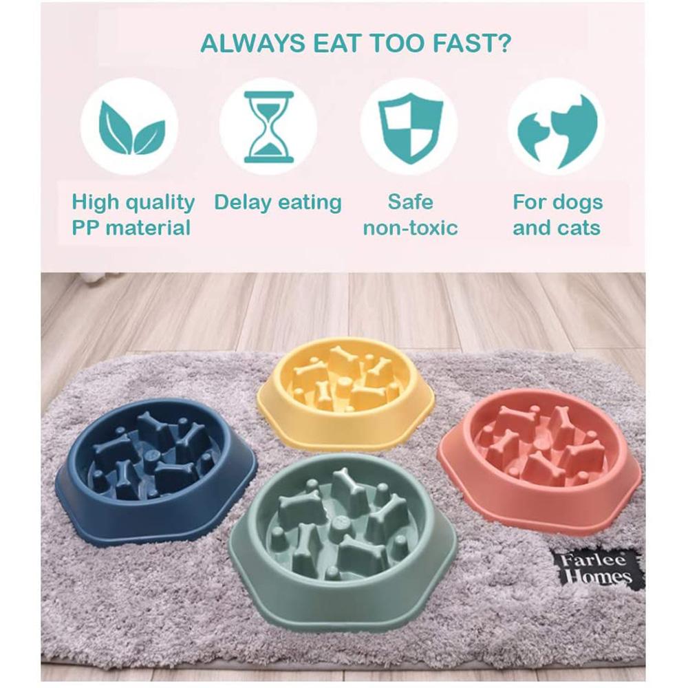 Pet Slow Food Bowl Cat/Dog Large Capacity Food Bowl To Relieve Anxiety, Anti-Choking, Non-Slip and Anti-Overturning Colored Bowl