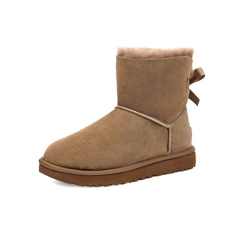 UGG Bailey Bow Ii Sheepskin Warm Durable Comfortable Bow Short Snow Boots Women boots Walnut 1016501-HCK