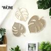 Natural Wood Wall Art 3Pcs Wooden Monstera Decorations, Bohemian Hanging Ornament, Hollow Tropical Modern Home Ornament Leaf Decor for Living