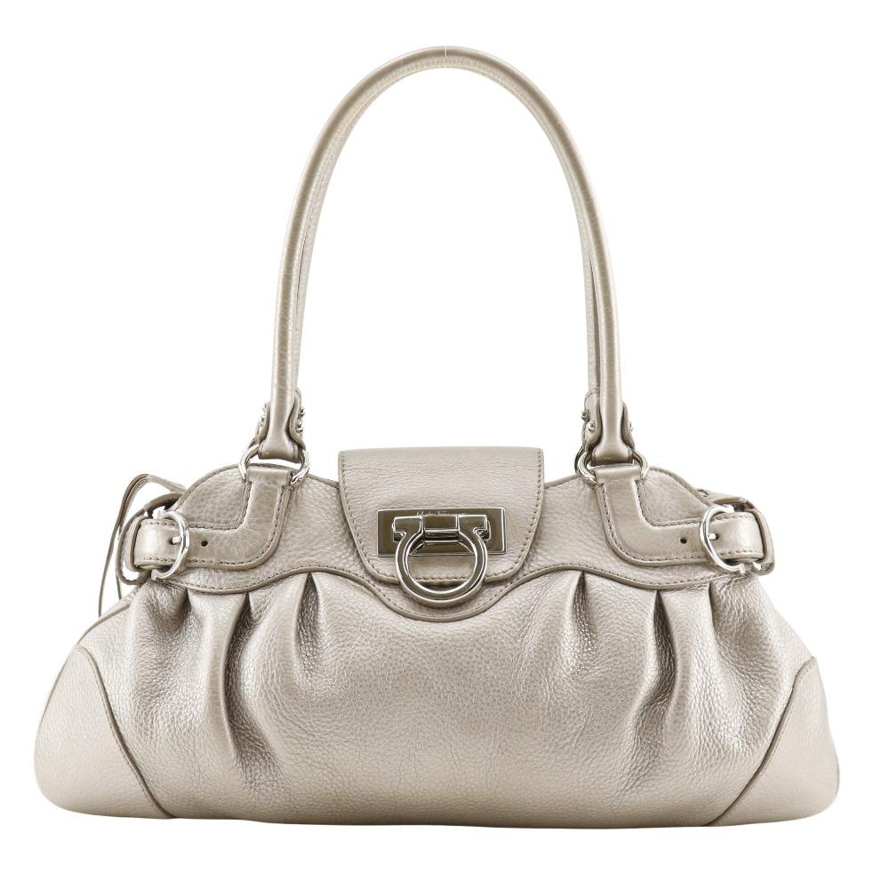 

Salvatore Ferragamo Gancini Tote Bag AU-21/6317 Silver leather Women Used