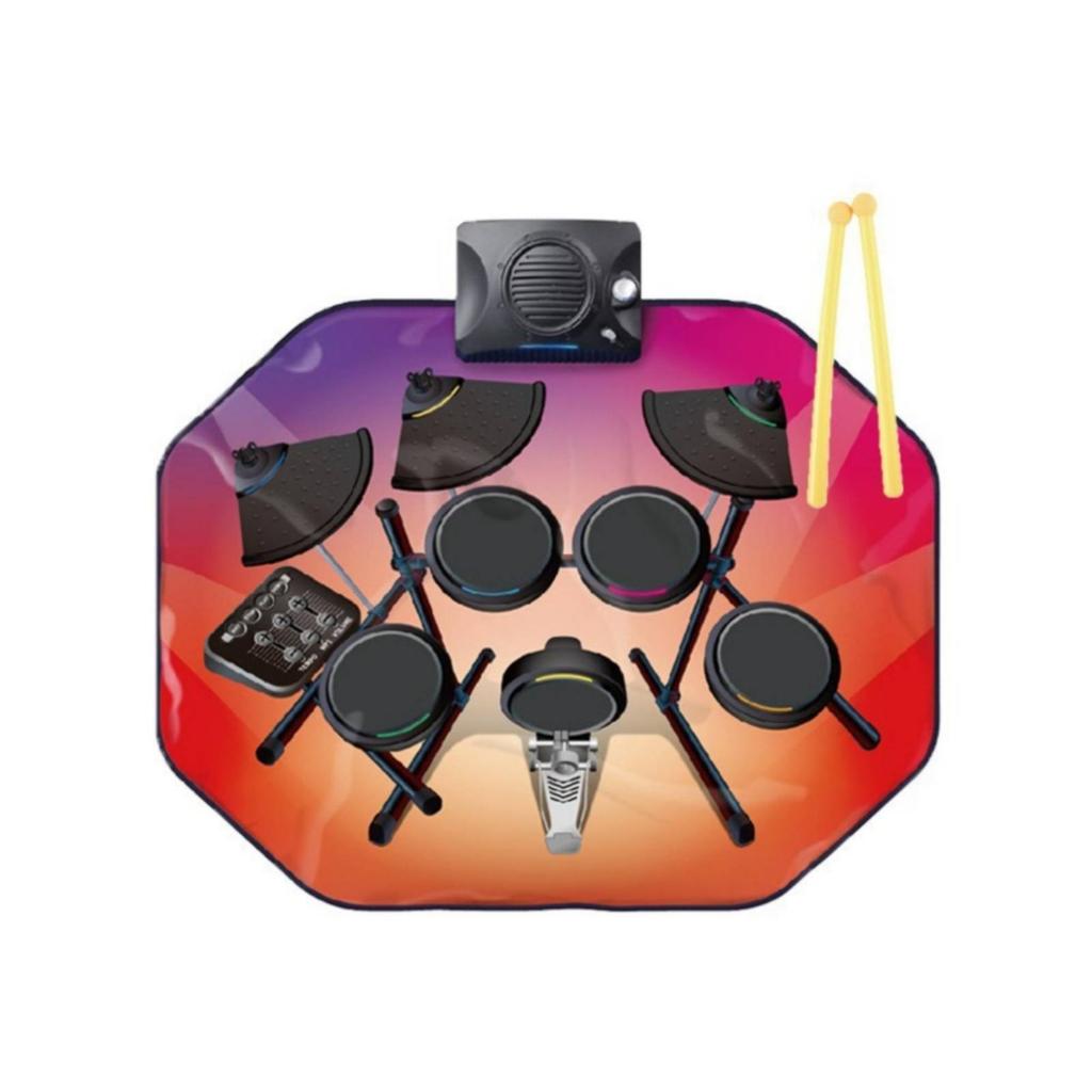 Electronic Drum Playmat Colorful with Pedal Vibrant for Toddlers