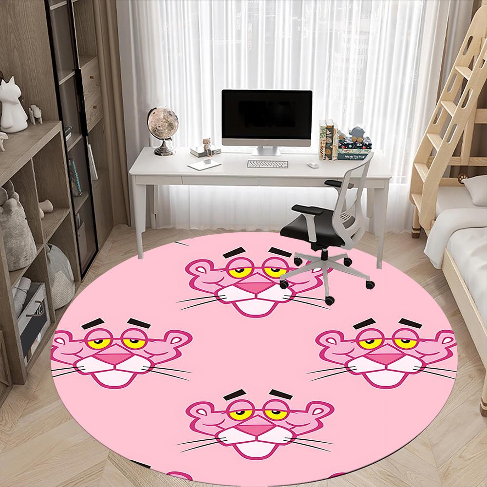 Pink Panther Pattern Office Round Area Rug, Indoor Mat Suitable For Office, Under Office Chairs Bedroom Living Room Home Decor, DT1212074