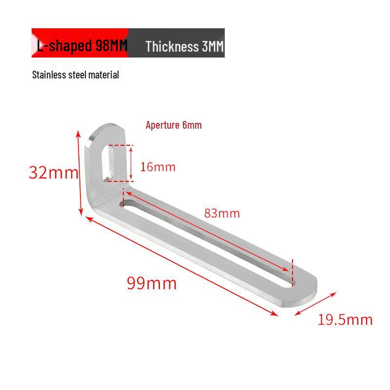 Stainless Steel 90° Movable L-Shaped Corner Bracket with Long Hole for Shelf Support