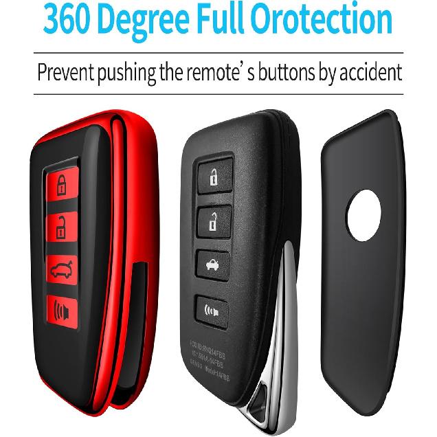 Tukellen for Lexus Key Fob Cover, Premium Soft TPU Full Protection Key Fob Case Lexus RX is ES GS LS NX RS GX LX RC LC Smart Keyless Fob Remote Key