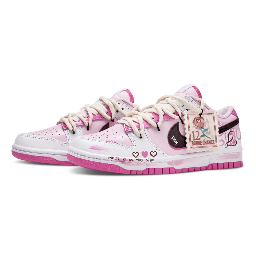 Nike Dunk Pink Encounter Slip Resistant Abrasion Resistant Slip Resistant Abrasion Resistant Low Top Skateboard Shoes HQ1181-661(Team691-)