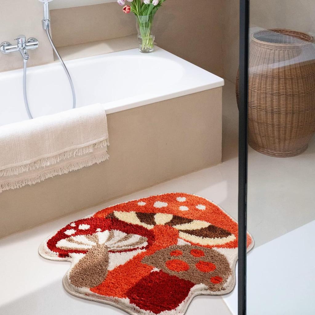 1pc Nordic Style Mushroom-Shaped Mat - Cute Cartoon Design Non-Slip Mat for Living Room & Bedroom, Soft Durable Floor Mat