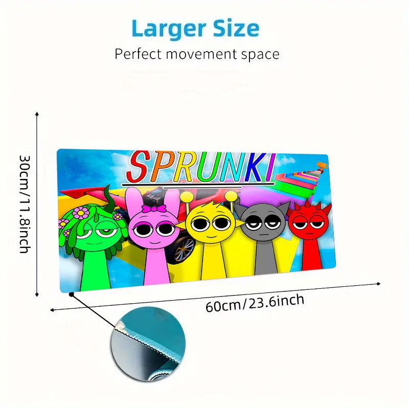 Tappetino per Mouse Sprunki, Tappetino da Scrivania XXL per Gaming, Mousepad Antiscivolo XXL per Laptop e Tablet, Tappetino per Mini PC con Bordi Cuciti