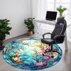 1 Stück Floral Buntglas Büro Runder Teppich, Unter Bürostühlen Schlafzimmer Wohnzimmer Heimdekoration, Raumdeko
