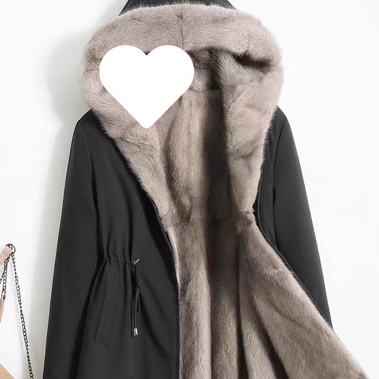 Women s 2025 Fur-Lined Hooded Parka - Mid-Length, Plus Size, Warm Winter Cotton Coat M 85-105 lbs