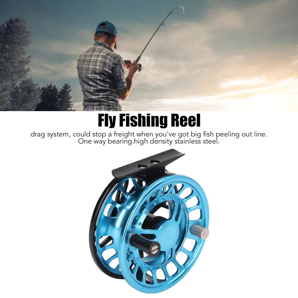 5/6 Fly Fishing Reel Aluminum Alloy Light Fishing Reel Waterproof with Release Button Fly Reel Blue
