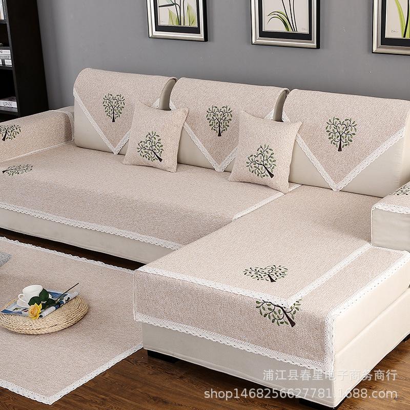 Hersteller Four Seasons Allgemeine Baumwoll- und Leinen-Sofakissen Modern Einfach Stoff Rutschfeste Sofabezüge Verdickte Europäische Sitzkissen