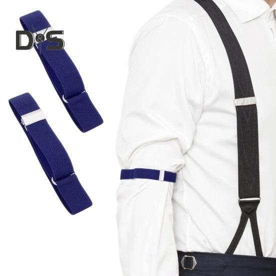 1 Pair Unisex Armband Adjustable Faux Leather 2CM Width Solid Color Elastic Shirt Sleeve Holder Arm Cuffs Bands Party Wedding Clothing Accessories