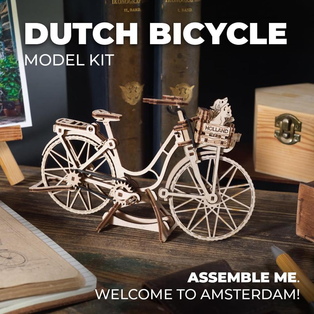 UGEARS Dutch Bicycle 3D Puzzle for Adults - Model Building Kit Wooden Puzzle Hobby for Men - 3D Puzzles for Adults - Wooden Model Kit