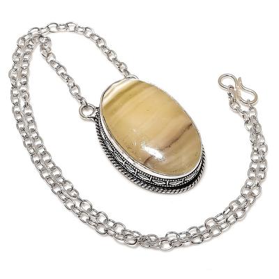 Natural Calcite Agate Gemstone Handmade 925 Sterling Silver Necklace 20" S2D52