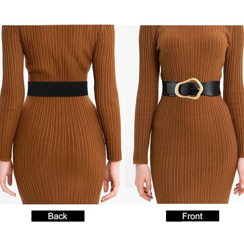 Elastic Pin Buckle Belt Retro Leather Belt Fashion Women Waistband Belt Women