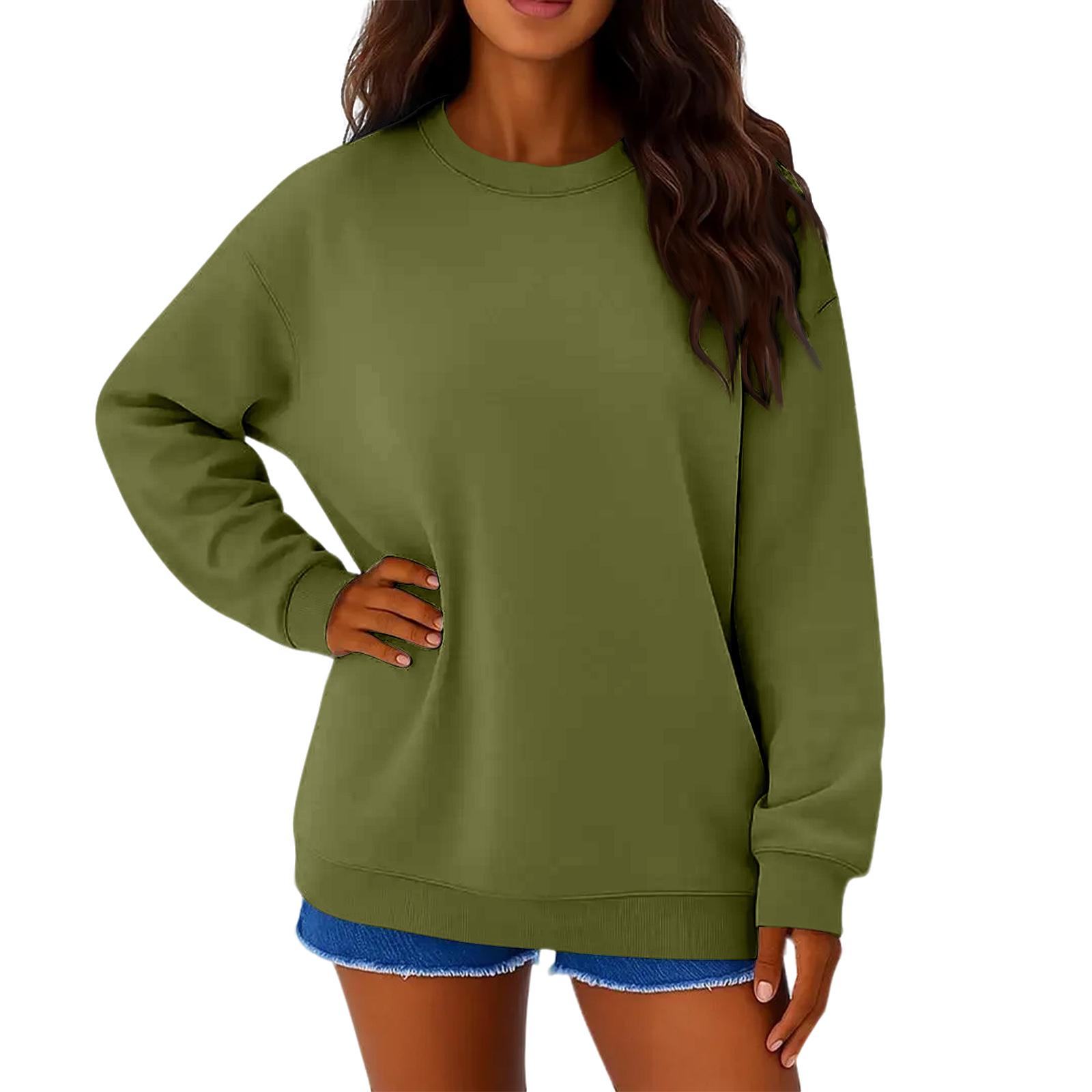 

Women s Solid Color Velvet Round Neck Loose Casual Sweatshirt L