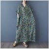 Women's Vintage Long Dress with Cotton and Linen Patterns