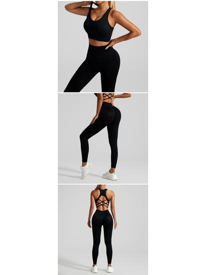 Dames Sømløs Vakker Rygg Yoga-drakt over landegrenser med Høy midje Fersken Rumpe Bukser