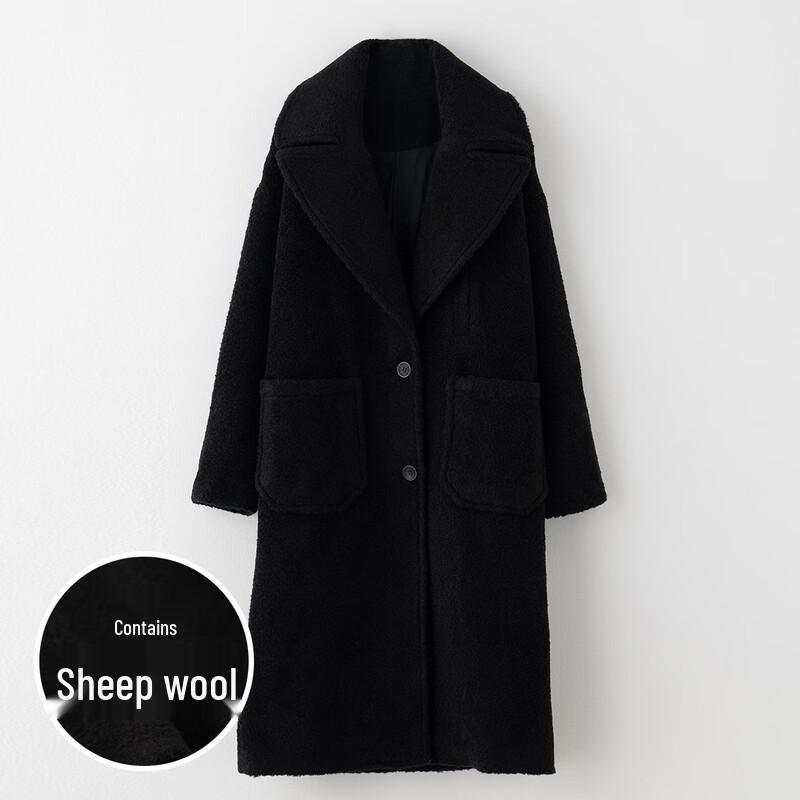 Sinuofude Women's Wool Blend Mid-Length Lapel Coat