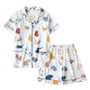 Women's Summer Kitten Pajama Set: Knitted Short Sleeve Top & Shorts