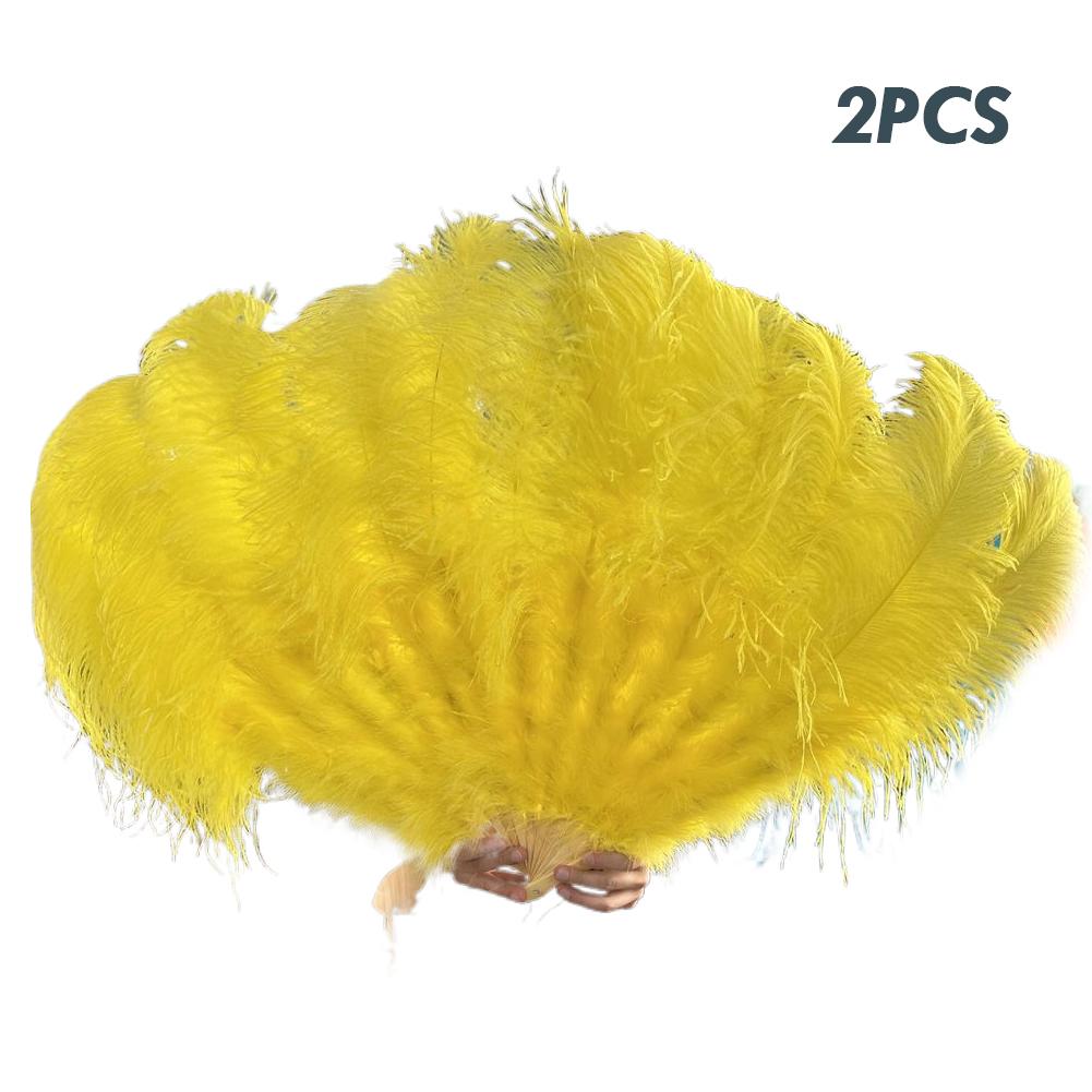 White Natural Ostrich Feather Fan Hand Held Dance Folding Big Plumes Fans Performance Dance Party Stage Carnival Show Props Long
