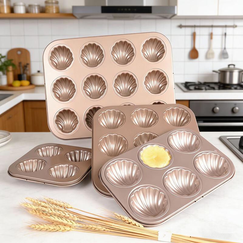 MDNG Non-stick Gold Round 9-Cavity Madeleine Baking Pan