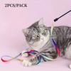 2pcs Interactive Cat Toys Teasing Catd Stick Funny Rainbow Strips Cat Stick Toys Kitten Playing Teaser Wand Toy Pet Supplies