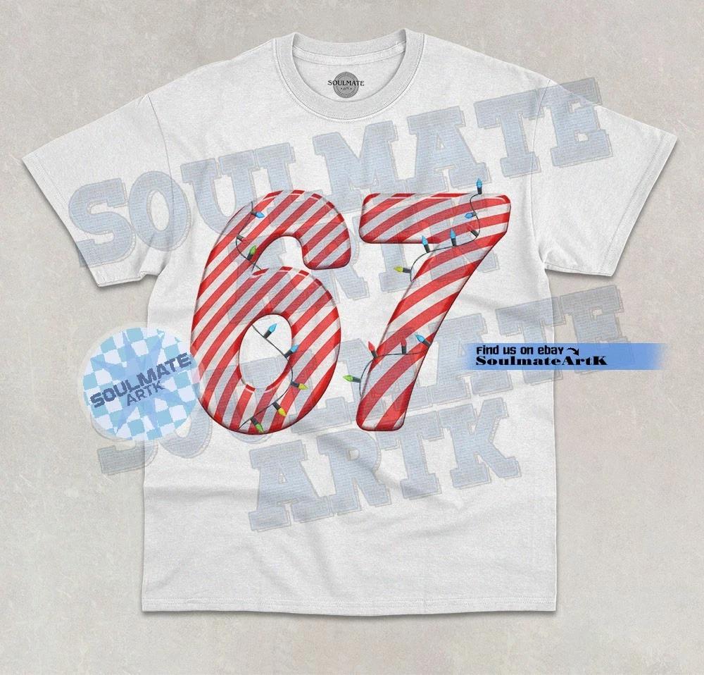 67 Candy Cane T-Shirt Merry Christmas Xmas Funny Trendy Cute Graphic Shirt 2XL