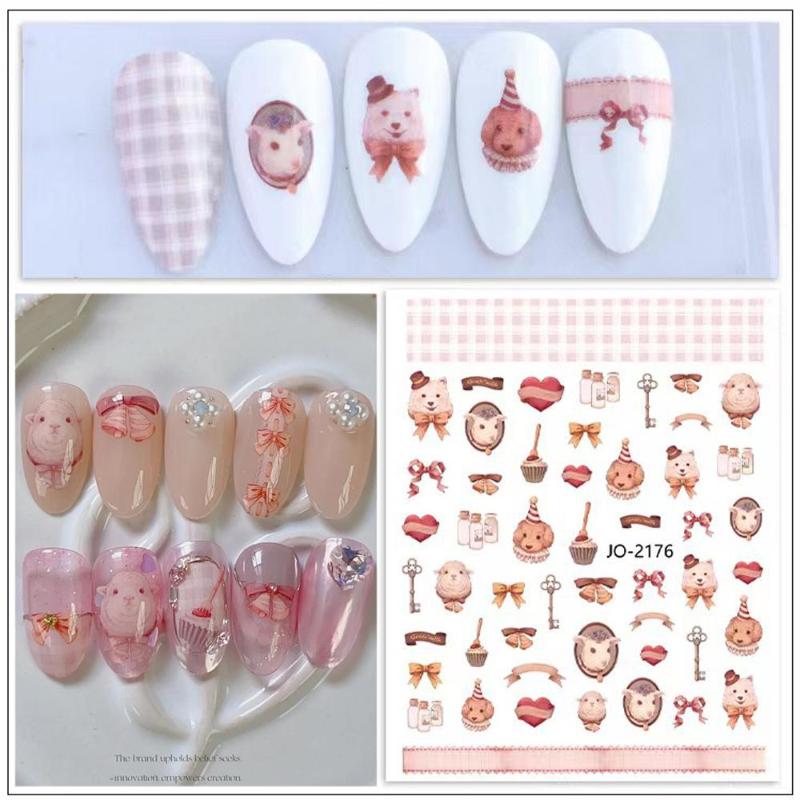 Fashion Rabbit Pattern Nail Sticker 3D Nail Art Decal Gel Polish Sticker Nail Art Decor Kalkomanie