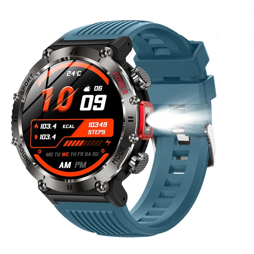 Smart Watch QTLLBT, Message Notification, Wireless Call Function, Calorie Tracker, Pedometer, Built-in LED Flashlight, 100+ Sports Modes