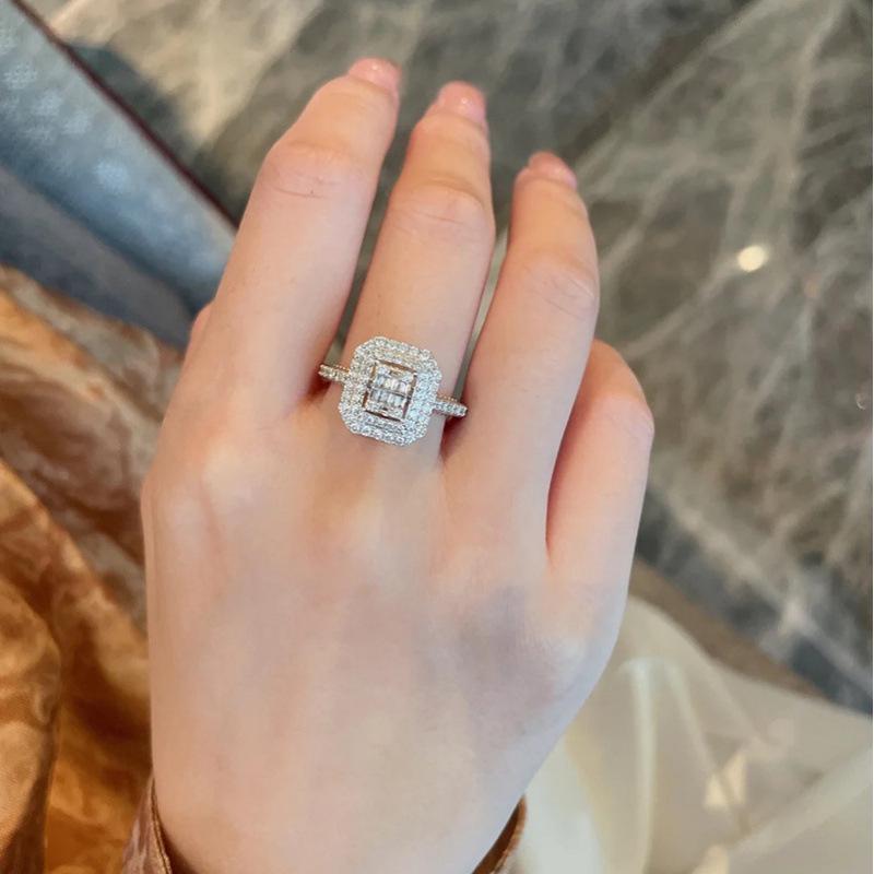 High-End Luxury Adjustable Diamond Ring  Stud Earrings Set for Women Adjustable