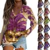 Ladies' Carnival Printed Fashion Shoulder Long Sleeve T-shirt Casual Top