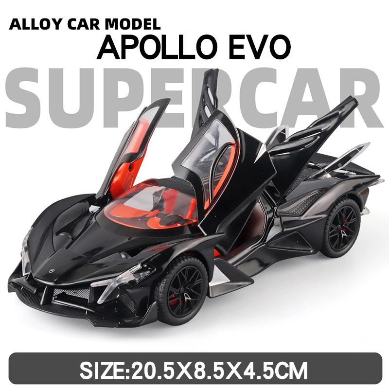 1/24 Scale Apollo Project EVO Super Car Diecast Alloy Vehicle Model Sound & Light Collection Ornaments Toys for Boys Gifts with Kids