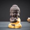 Ceramic Purple Sand Small Buddha Laughing Monk Little Mini Buddha Statue Bless The Sitting Statue Car and Tea Ceremony Ornaments