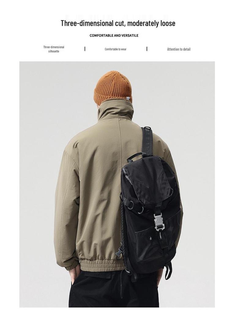 2025 Autumn/Winter Men's Double-Sided Hooded Cotton Jacket - Casual Fashion Workwear Outerwear