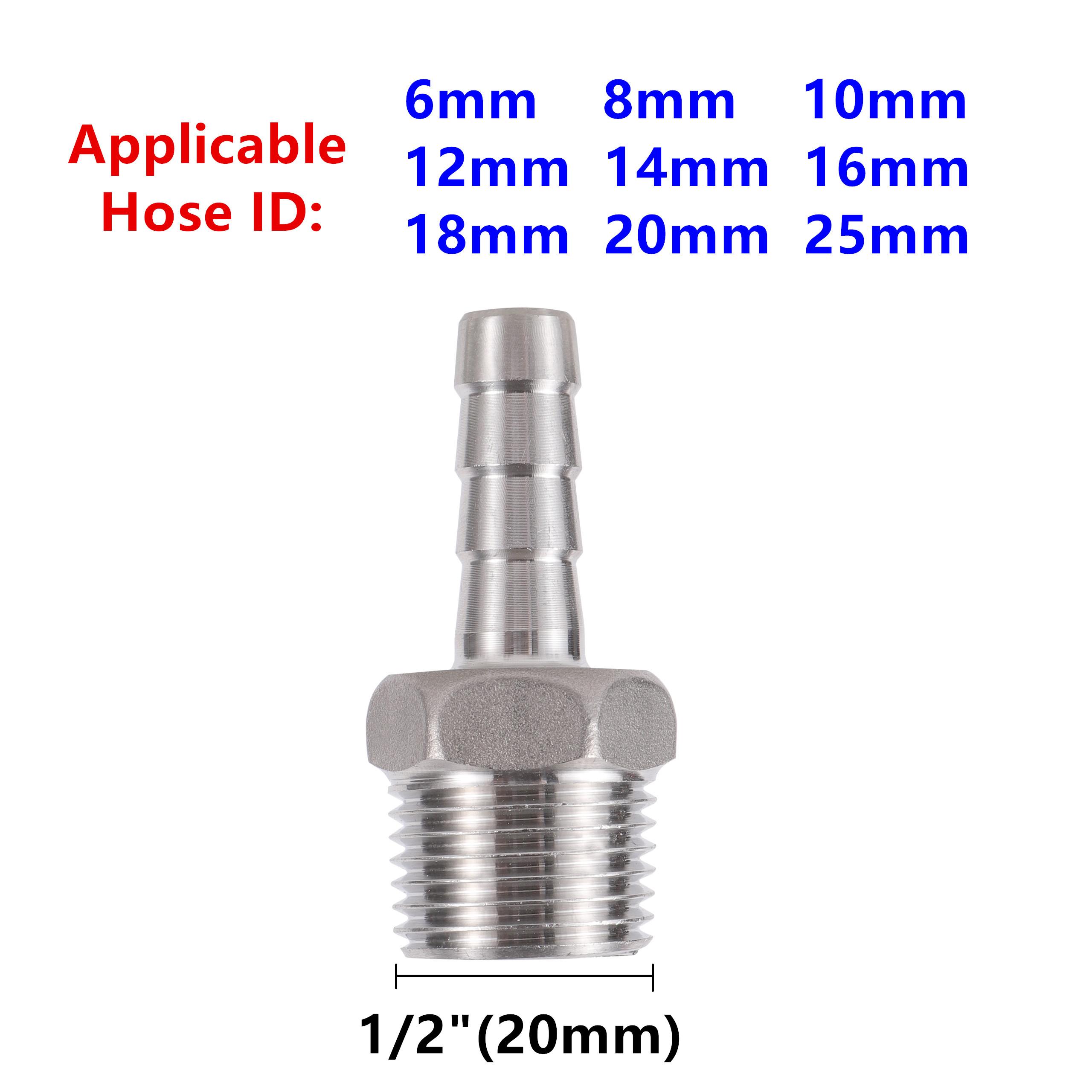

S60x6 Coarse Thread IBC Water Tank Adapter 6/8/10/12/14/16/18/20/25mm Pipe Tail Garden Hose Pipe Fittings Drain Connector 8mm