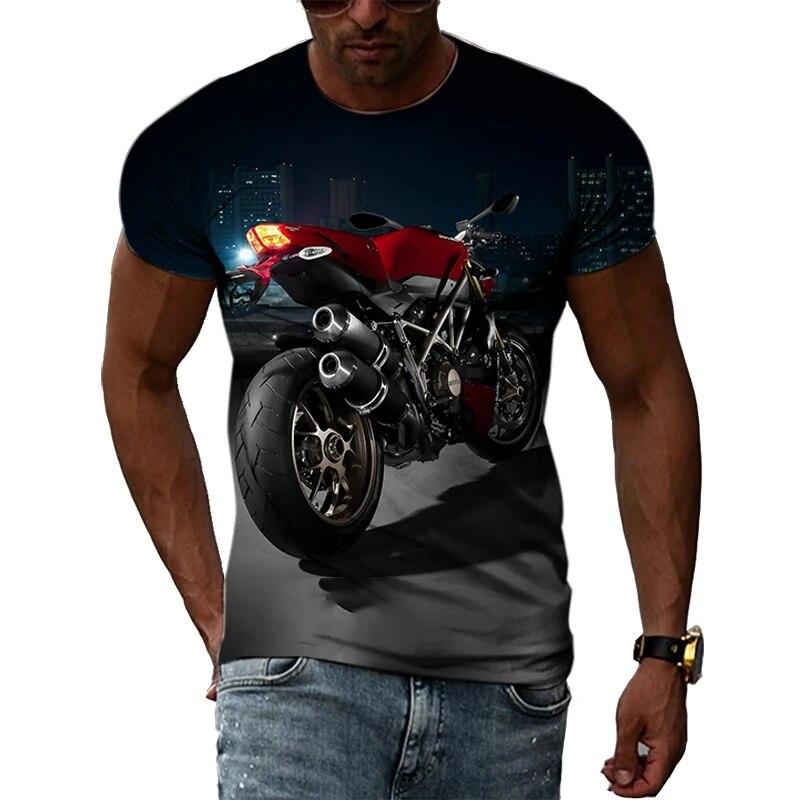 Móda Muži Motocyklová trička s grafikou Léto Ležérní Trend Potištěná trička Osobnost Kulatý výstřih Oversized Topy s krátkým rukávem