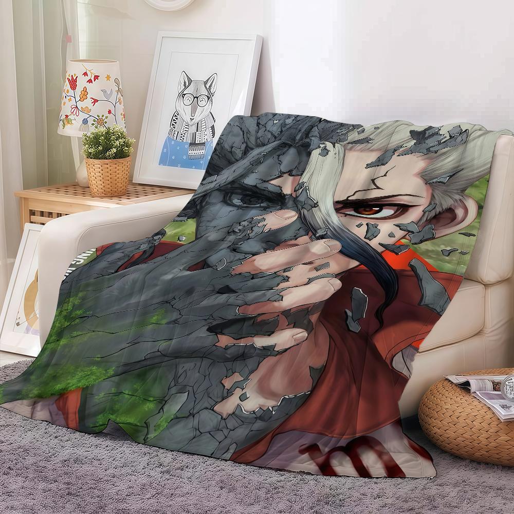 Adventure anime Dr. STONE Blanket For Sofa Office Bed Plane Travel Sleep Read Relax Camping Soft And Warm