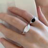 925 Sterling Silver Rings for Women Couple Minimalist Handmade Simple Black Stone Ring Fine Jewelry Gift Prevent Allergy