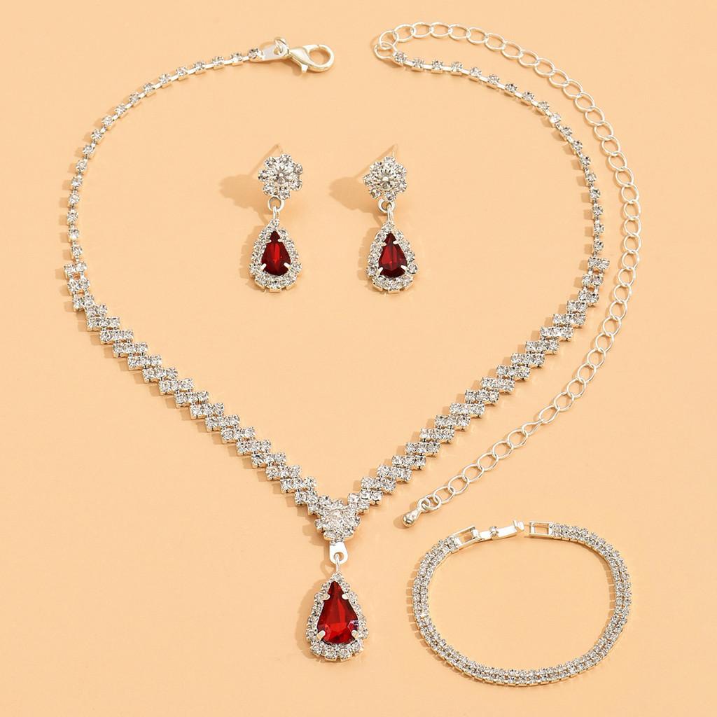 Waterdrop Jewelry Set With Crystal Embellishments For Bridal And Evening Wear