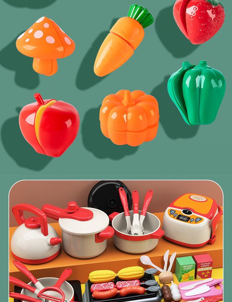 Children's Play Kitchen Set: Cooking & Cutting Toy with Vegetables for Boys & Girls