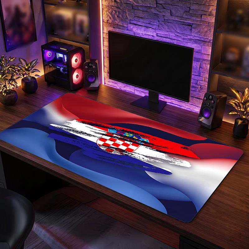 Croatia Football Crest Mouse Pad, Extended Non Slip Rubber Desk Mat for Gaming Office Laptop Fan Gift