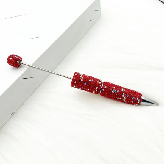 Comfortable Grip Gel Pen Diamond Beadable Pens, Bling Rhinestone Beaded DIY Bead Pen, Crystal Shaft Decorative Craft Black Ink Ballpoint Pens