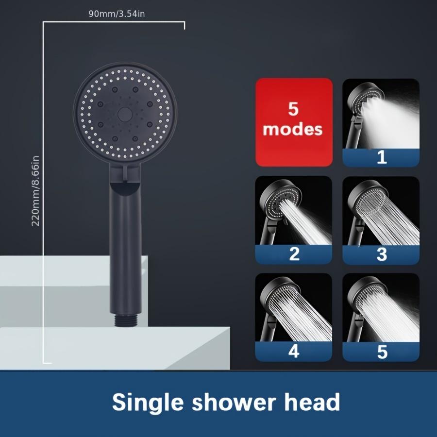 5Mode Multifunctional High-Pressure Water Saving Shower Head Handheld Unscented Strong Boost Head with Power Supply Bathroom Accessory Without Battery