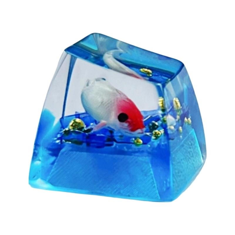 Unique Resin Fish Keycap For Mechanical Keyboards Switches With Glowing Design And Ergonomic Shape белый