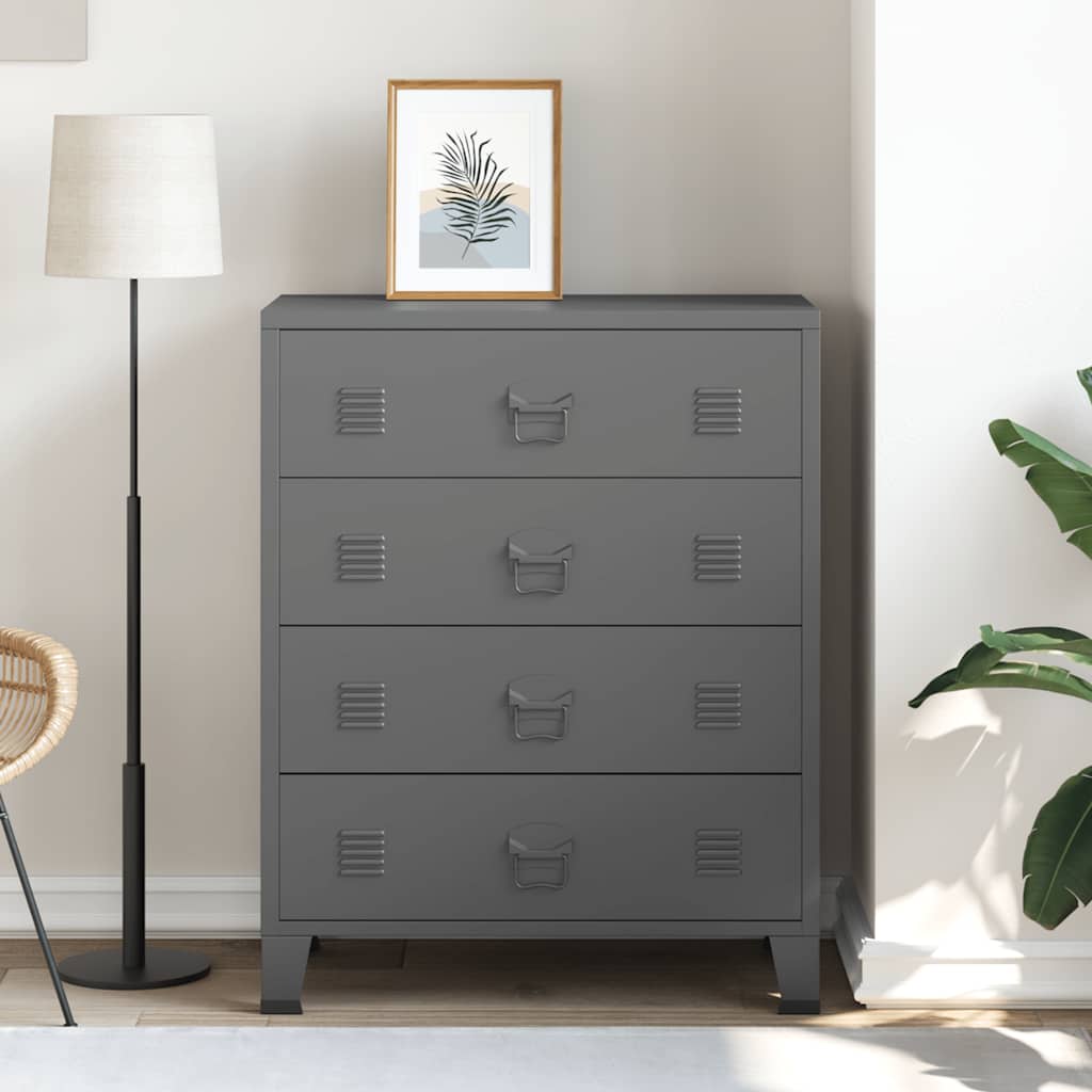 Vidaxl Industrialna Komoda, Antracytowa, 78X40X93 Cm, Metalowa